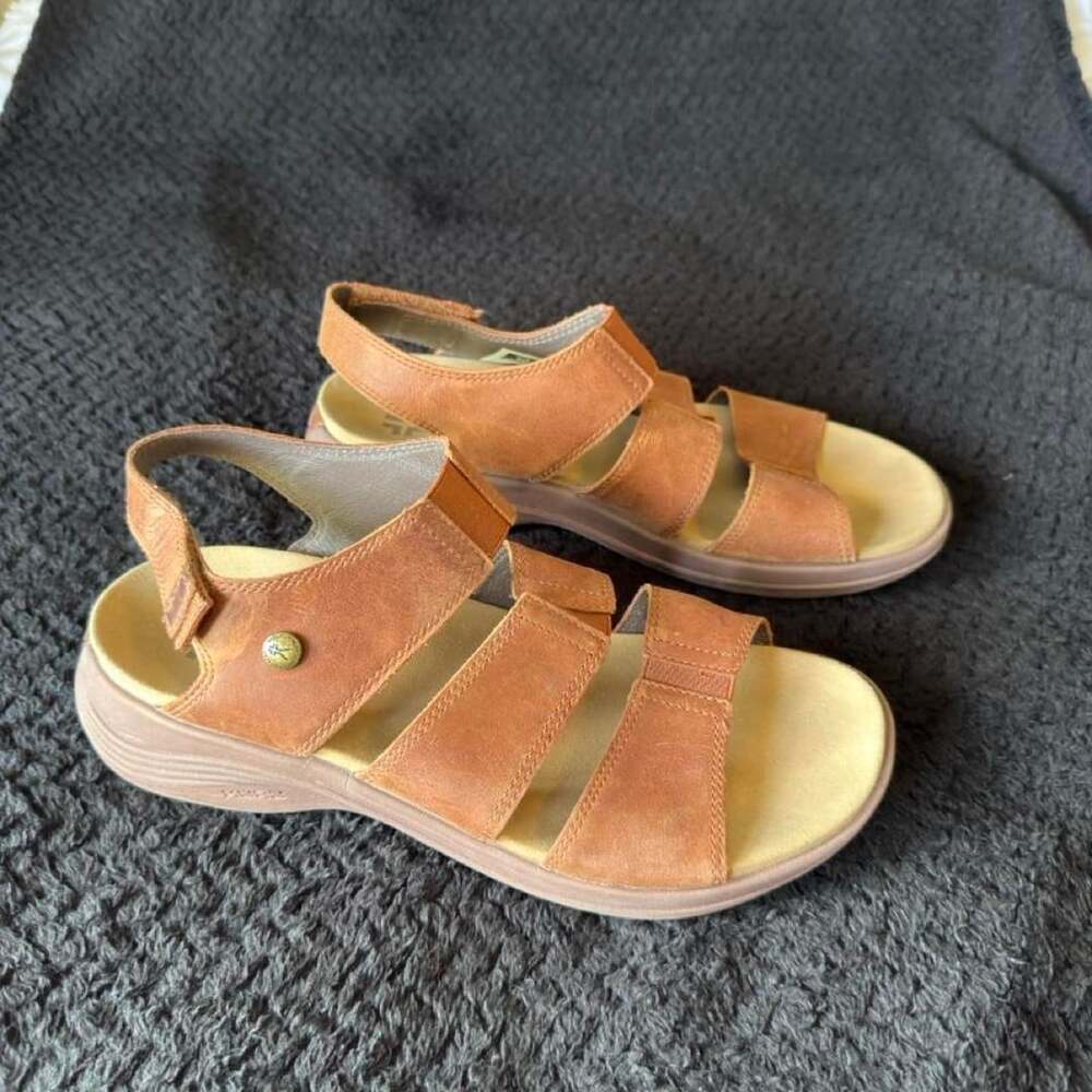 Kuru Coda Leather Sandals Size 10 Medium Tan Orthopedic Slingback
